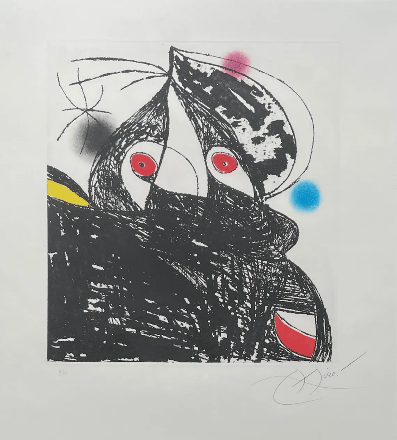 Joan Miró – Personnage Romantique, 1975 – Gravure à l'eau-forte Joan Miró – Personnage Romantique, 1975 – Gravure à l'eau-forte