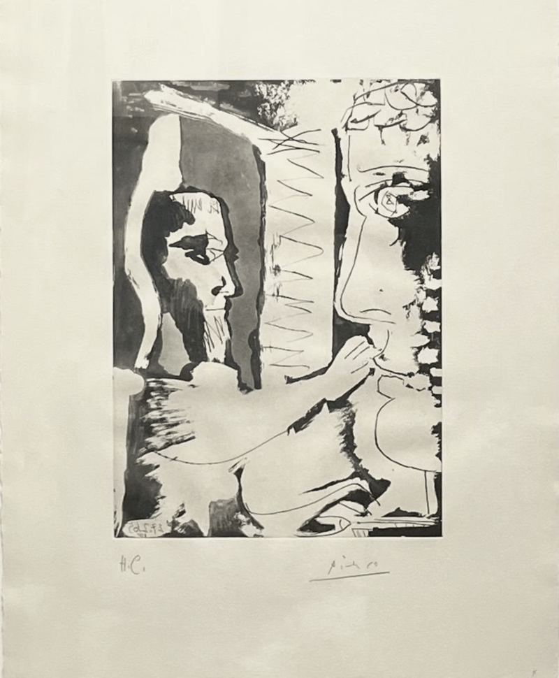 Pablo Picasso – Sculpteur et Sculpture, 1965 – Aguatinta Pablo Picasso – Sculpteur et Sculpture, 1965 – Aguatinta