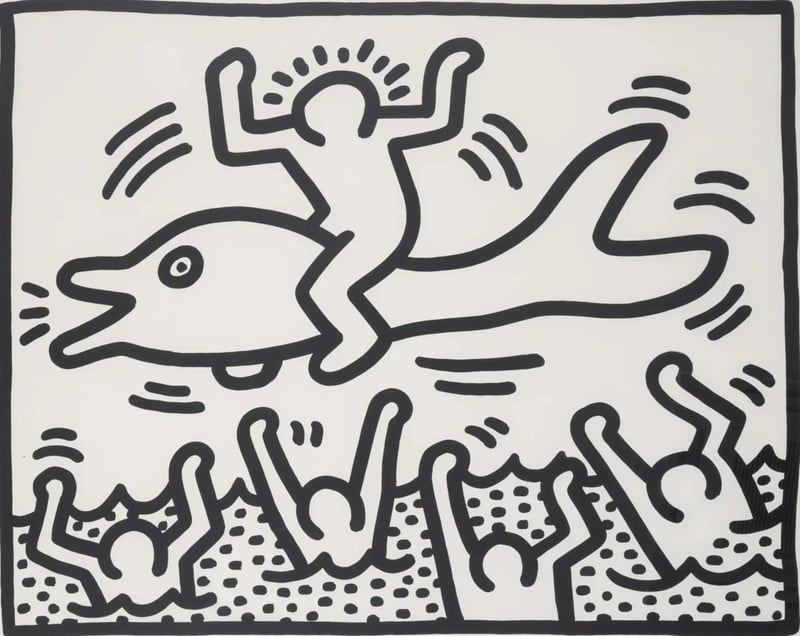 Haring, Keith | Untitled (Man on Dolphin), 1987 — available on Composition Gallery