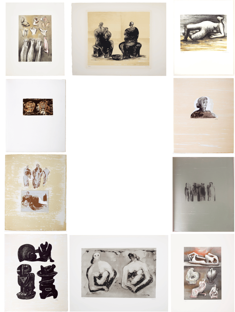 Henry Moore – Collection of 10 Prints, 1973–1981 – Técnica mixta Henry Moore – Collection of 10 Prints, 1973–1981 – Técnica mixta