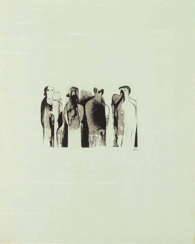 Henry Moore – La Poesie: Four Standing Figures (C. 323), 1973-1975 – Litografía Henry Moore – La Poesie: Four Standing Figures (C. 323), 1973-1975 – Litografía