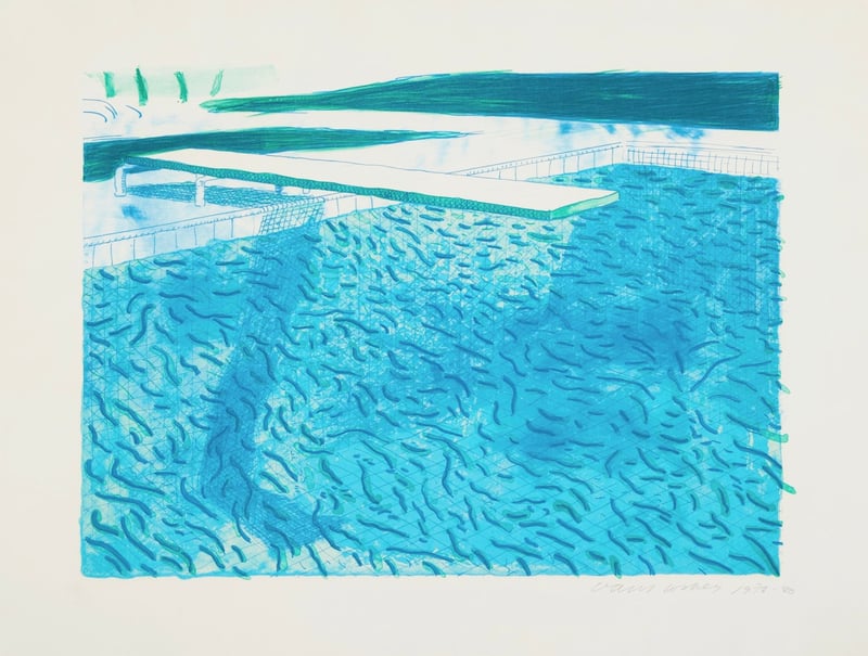 Artwork © David Hockney - Lithograph of Water Made of Thick and Thin Lines and Two Light Blue Washes, 1978-80