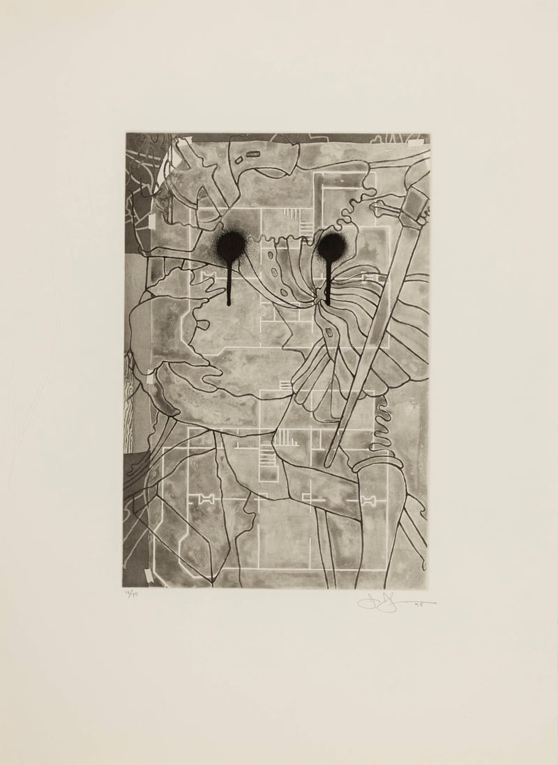 Etching print © Jasper Johns -  Untitled (from The Geldzahler Portfolio), 1998