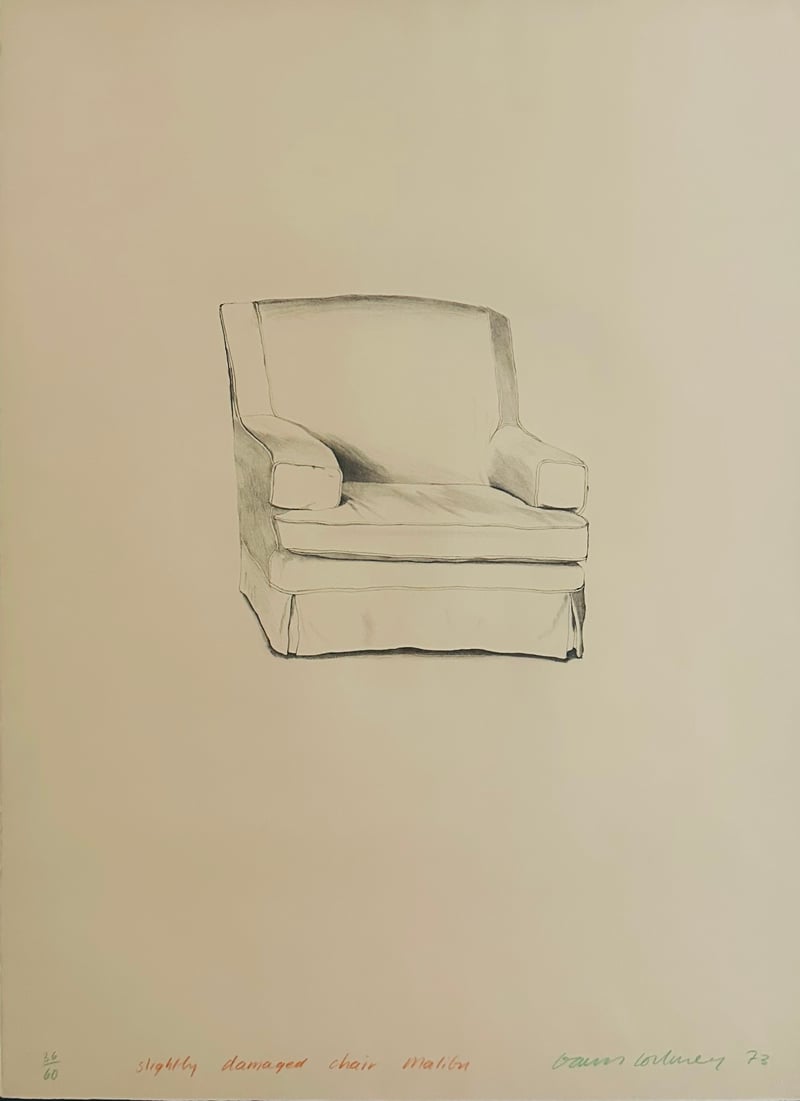 Artwork © David Hockney - Slightly damaged chair, Malibu, 1973