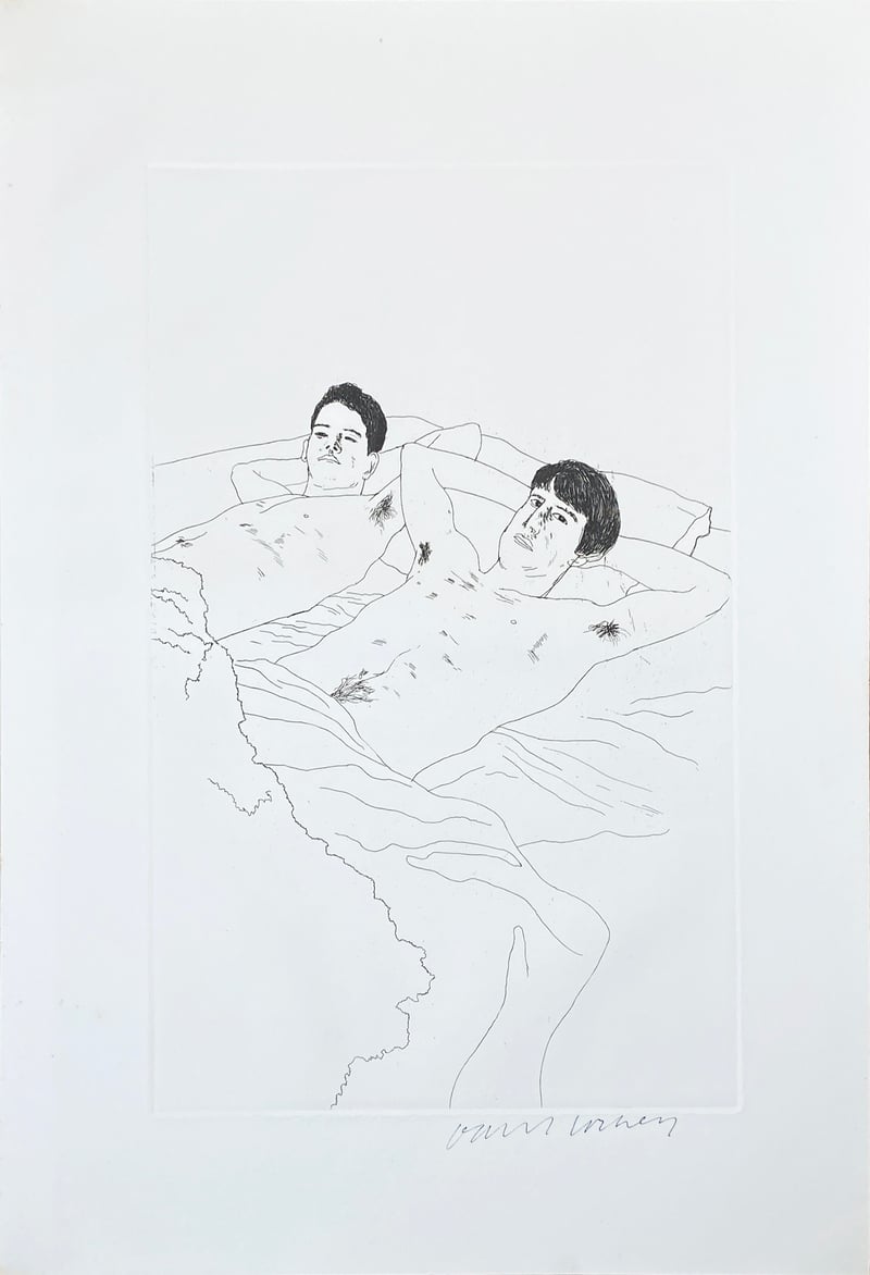 Artwork © David Hockney - Illustrations for Fourteen Poems from C.P. Cavafy: In Despair, 1966