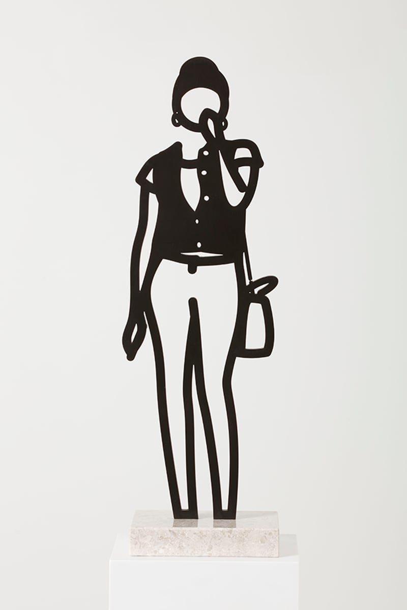 Artwork © Julian Opie - Denim Waistcoat: Boston Statuette, 2020