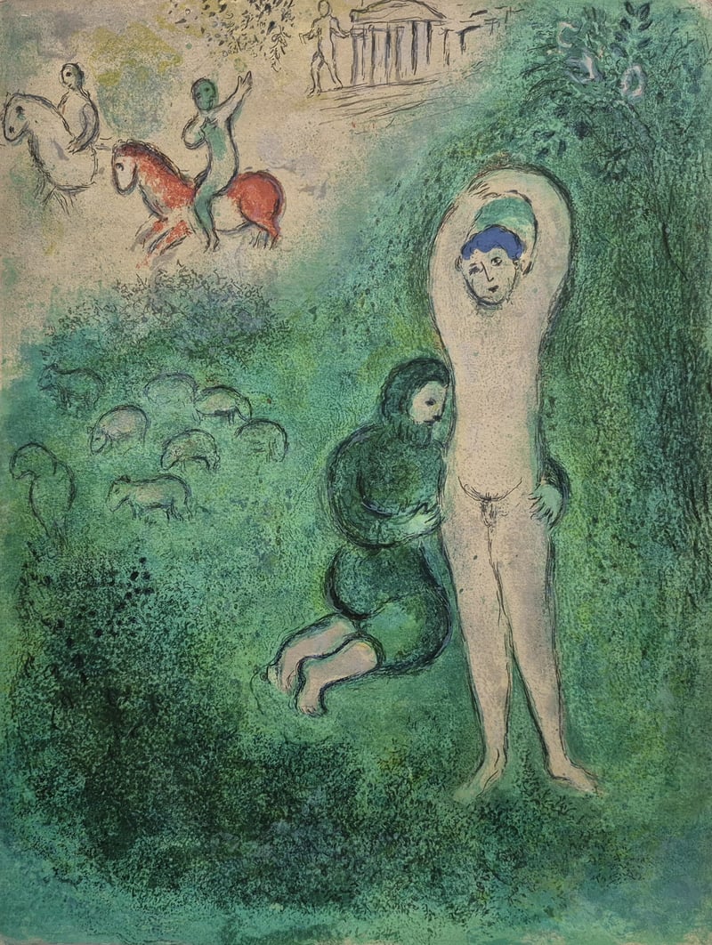 Marc Chagall – Daphins and Gnathon, 1961 – Lithograph Marc Chagall – Daphins and Gnathon, 1961 – Lithograph