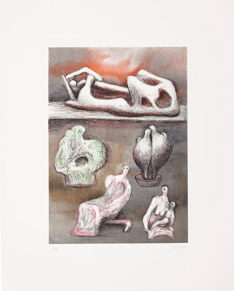 Henry Moore – Five Ideas for Sculpture (C. 610), 1981 – Litografía Henry Moore – Five Ideas for Sculpture (C. 610), 1981 – Litografía