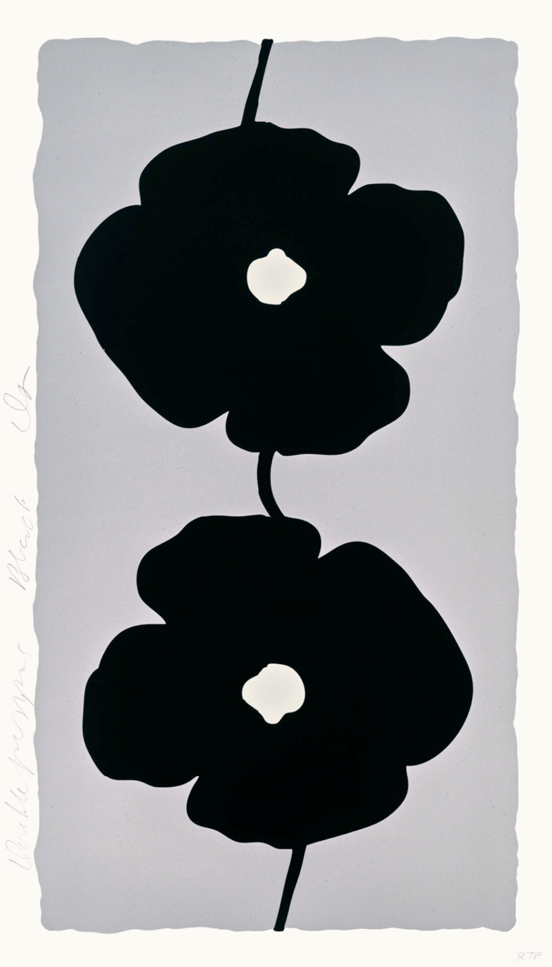 Donald Sultan – Double Poppies Black, 2025 – Gemengde techniek. Donald Sultan – Double Poppies Black, 2025 – Gemengde techniek.