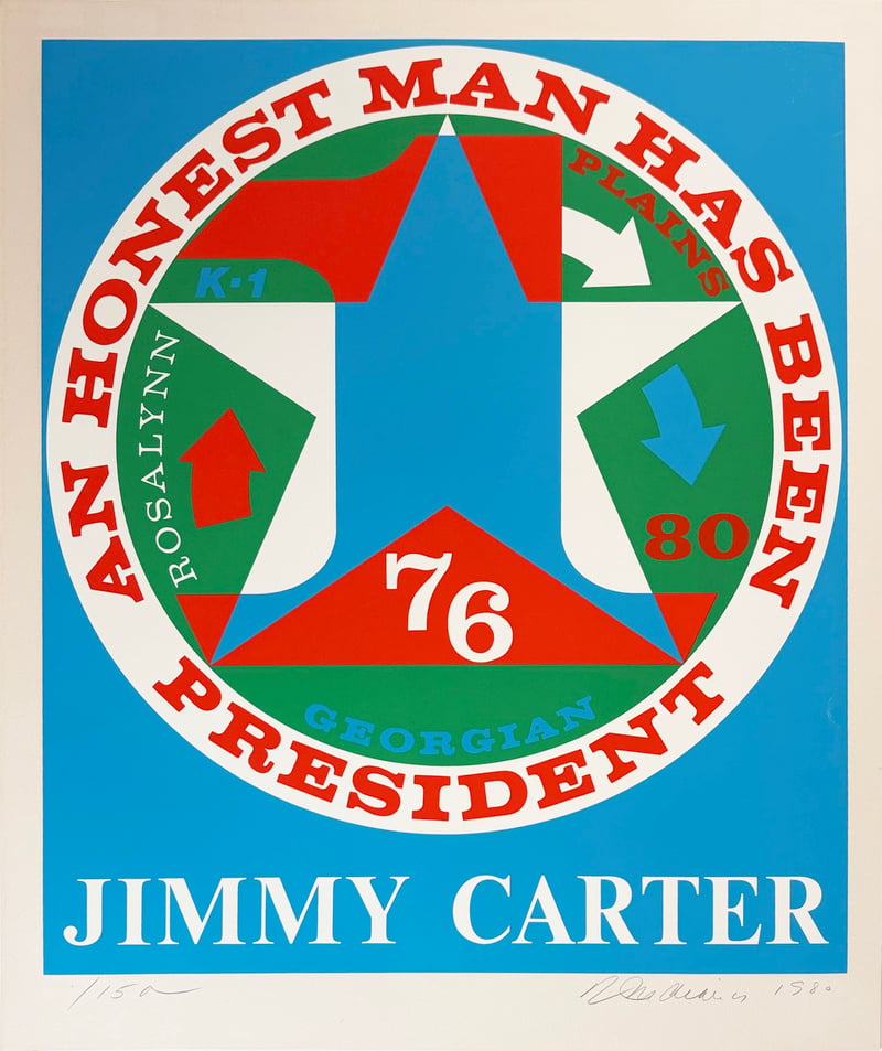 Robert Indiana – An Honest Man Has Been President: A Portrait of Jimmy Carter from The Presidential Portfolio, 1980 – Zeefdruk Robert Indiana – An Honest Man Has Been President: A Portrait of Jimmy Carter from The Presidential Portfolio, 1980 – Zeefdruk